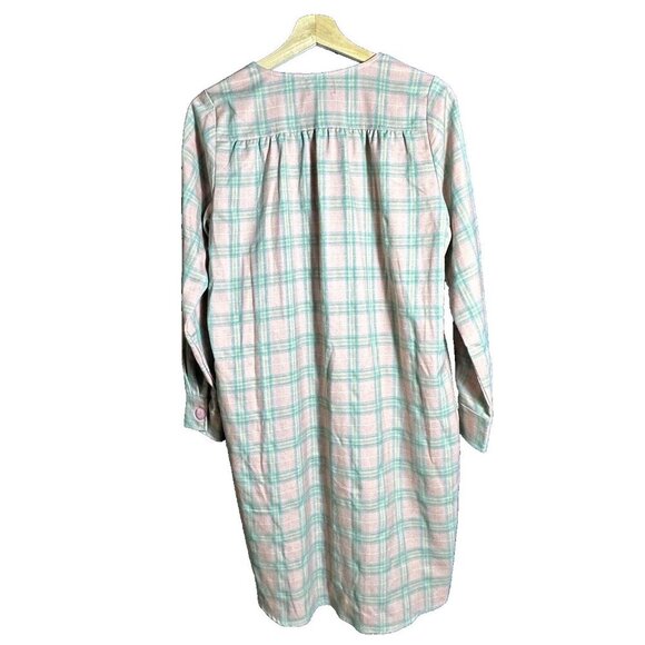 PEPALOVES SQUARES SHORT DRESS NUDE RELAXED FIT PINK GREEN PLAID PATTER POCKETS - Picture 7 of 12